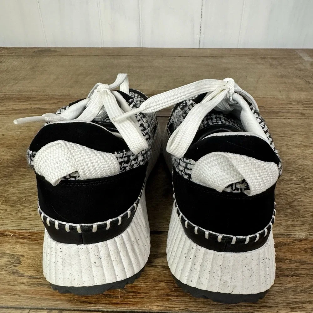 Universal Thread Platform Sneakers Women 7.5 Black White Woven Chunky‎ Sole